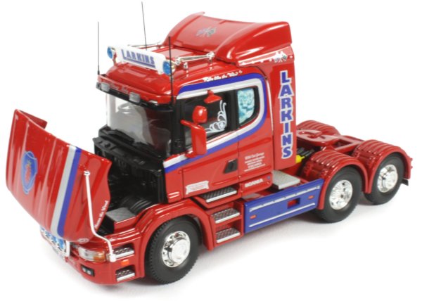 Scania T with drop-side trailer and Moffett Mounty