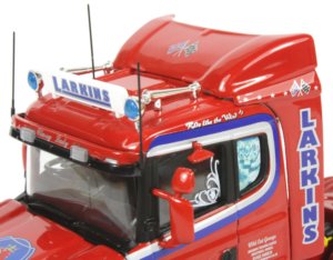 Scania T with drop-side trailer and Moffett Mounty